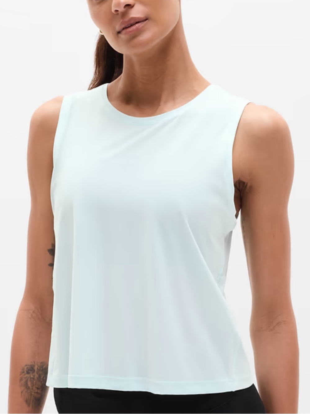 Athleta Ultimate Muscle Tank Light Blue Crop Workout Top Large